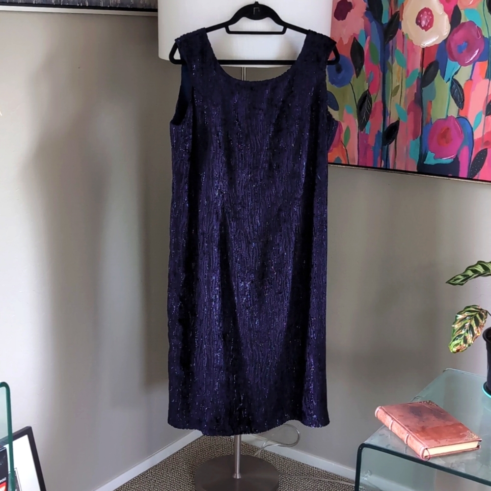 Gerard Pasquier Deep Purple & Black Metallic Dress